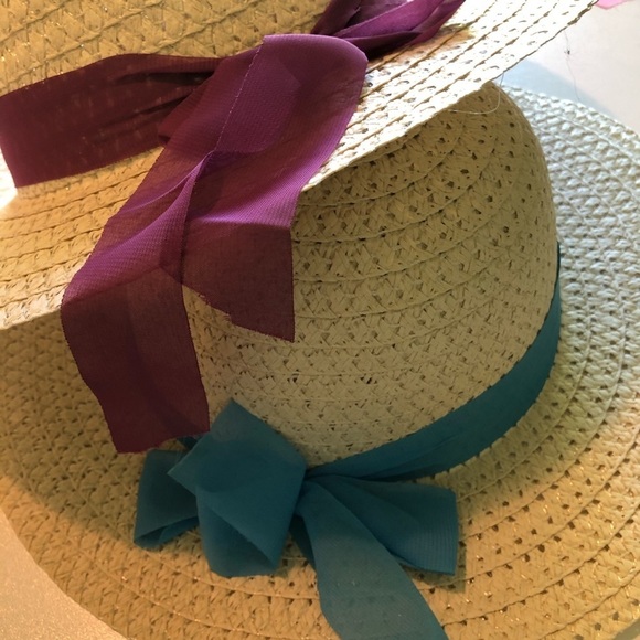 Straw Hat Qty 1 - Various coloured ribbons, O/S  NWOT - Picture 4 of 6